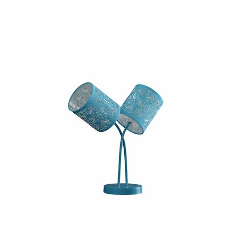 CLING 17 in. Bohemian Paisley 2-Light Cylinder Table Lamp, Blue & Teal CL2629597